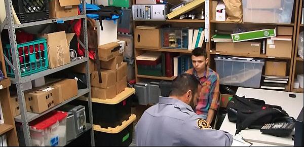  YoungPerps - Twink shoplifter boy barebacked by security guard for stealing